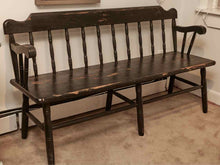 Distressed Black Finish Deacon's Bench
