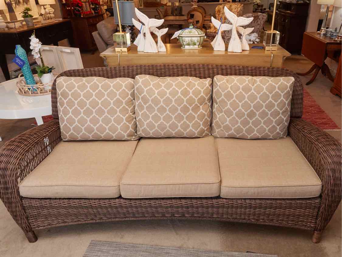 Set of Hampton Bay 'Beacon Park' 3 Season Wicker ,Sofa,Pair of Chairs & Ottoman