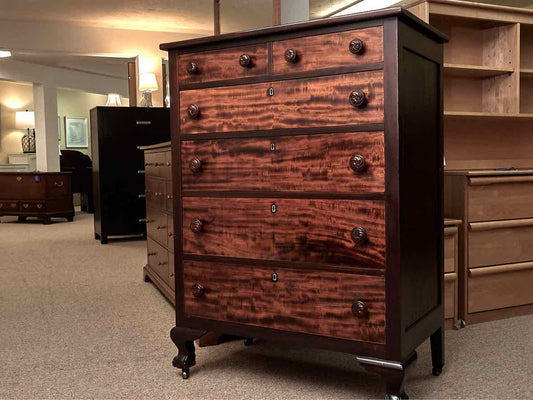 Paine Furniture Cherry 6 Drawer Carved Wooden Knobs  Chest