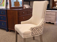 Transtional Desk  Chair with Ivory Upholstery & Contrast Upholstery on Back