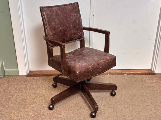 Williams Sonoma  Distressed Leather Seat Adjustable Height Office Chair