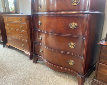White Fine Furniture Serpentine Front Chest-on-Chest in Mahogany