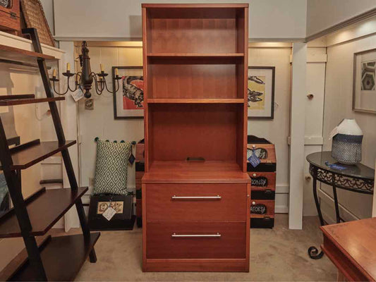 Jasper Inc. Cherry 2 Drawer File Cabinet & 2 Shelf Hutch