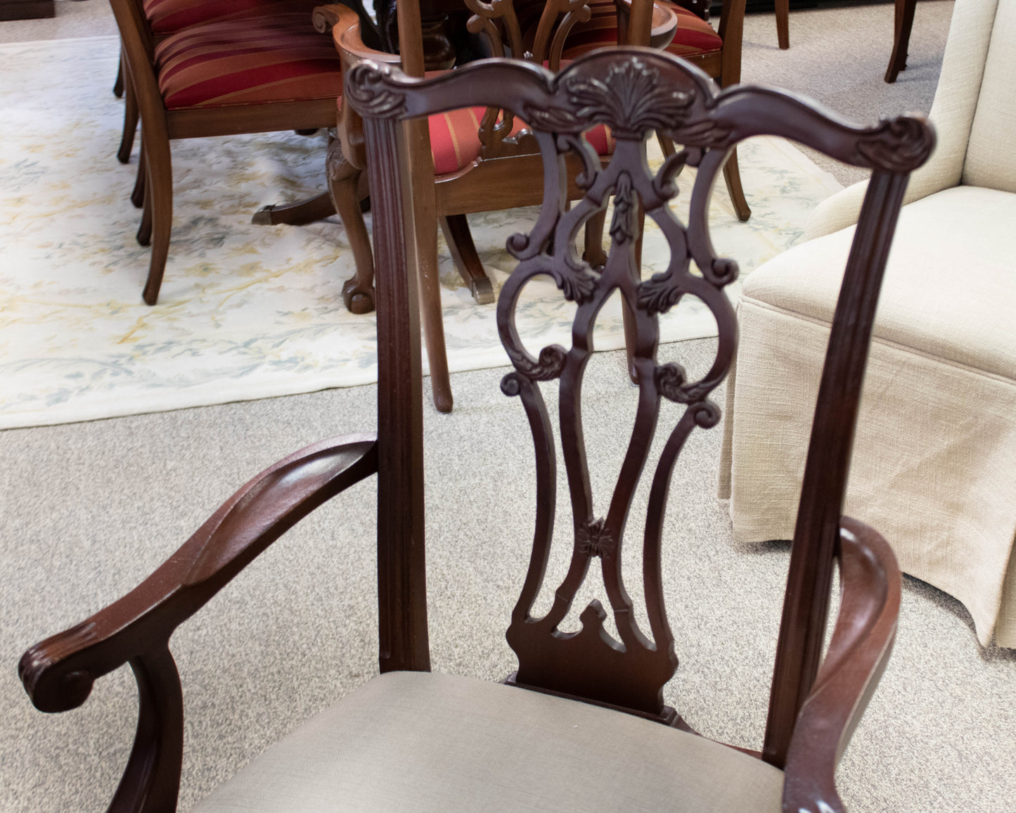 Set of Six Ethan Allen Chippendale Dining Chairs