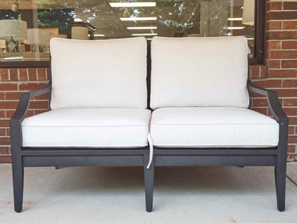 Ethan Allen 'Nod Hill' Black Aluminum Outdoor Loveseat