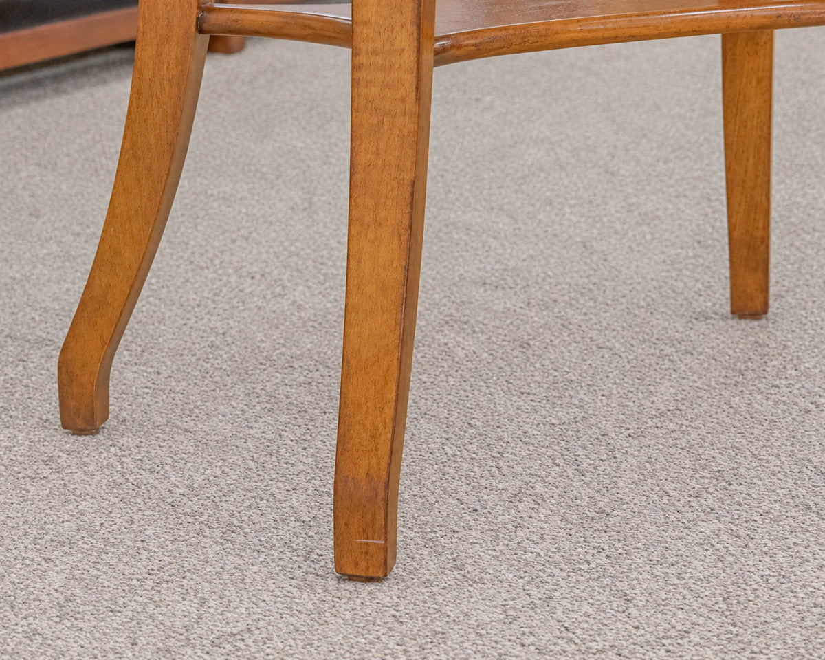 Pair of French Side Tables in Lacquered Cherry with Curved Legs