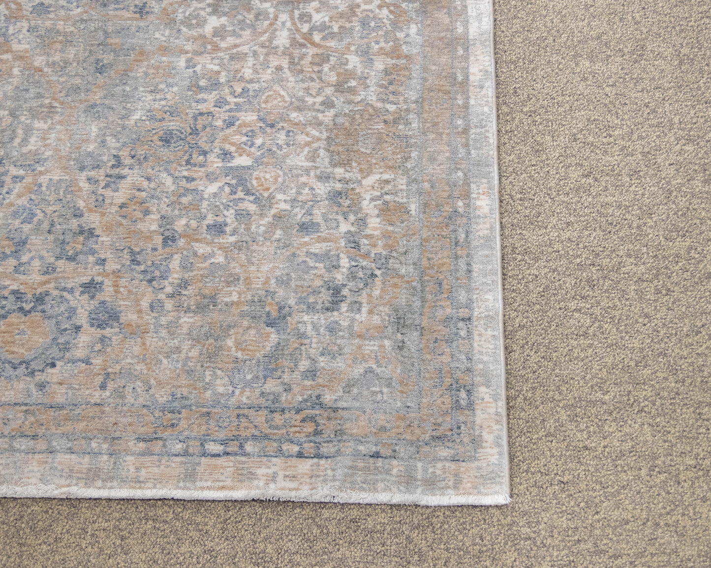 Dalyn Co Low- Pile Distressed Rug In Vintage Medallion Floral Hughs Of Neutrals