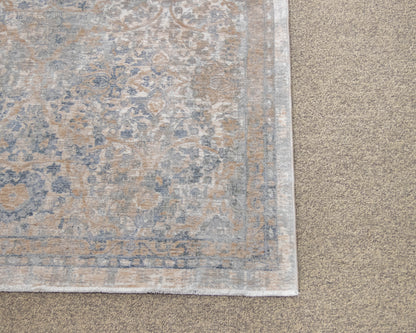 Dalyn Co Low- Pile Distressed Rug In Vintage Medallion Floral Hughs Of Neutrals
