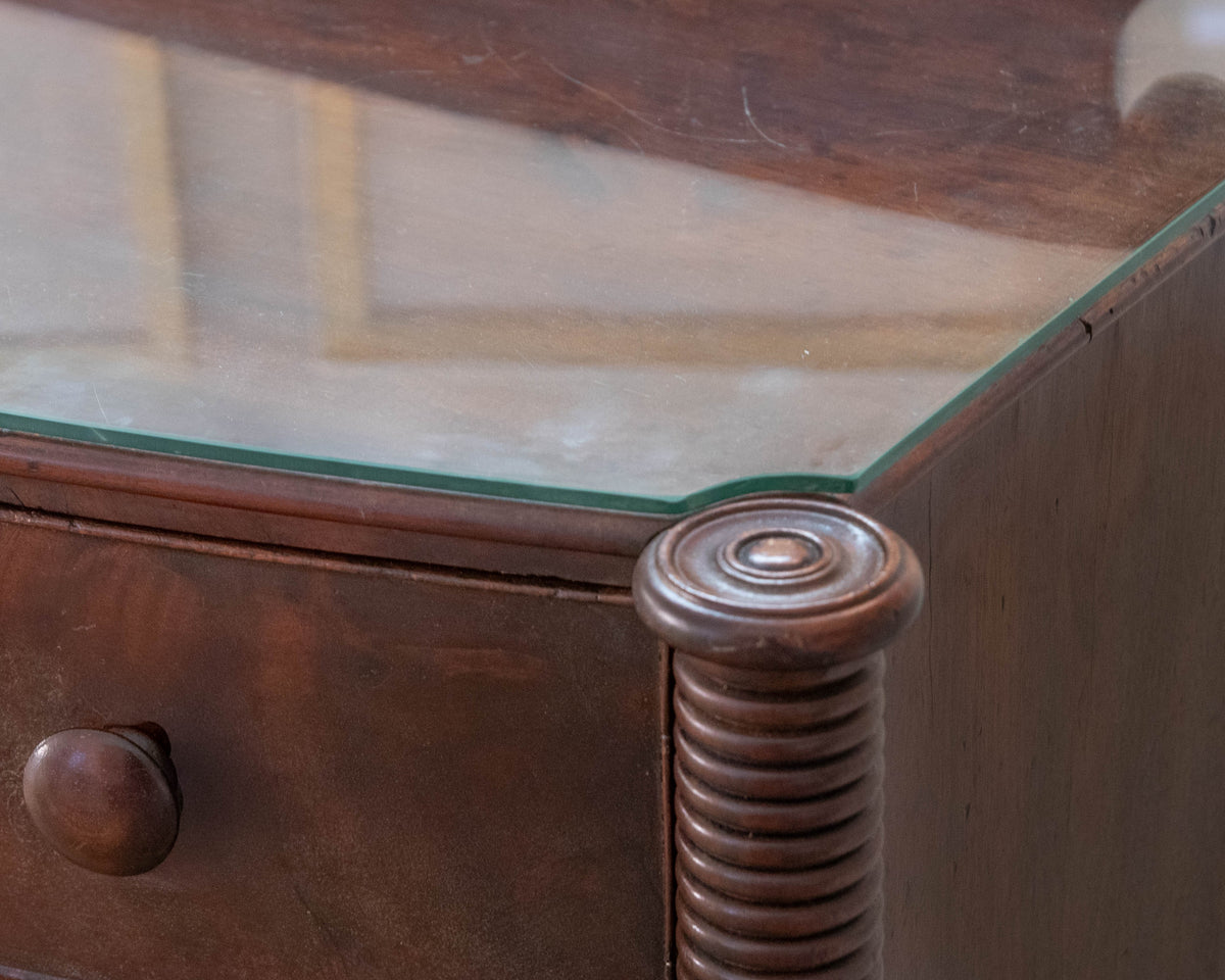 Crotch Mahogany "Sheraton Style" 4 Drawer Chest