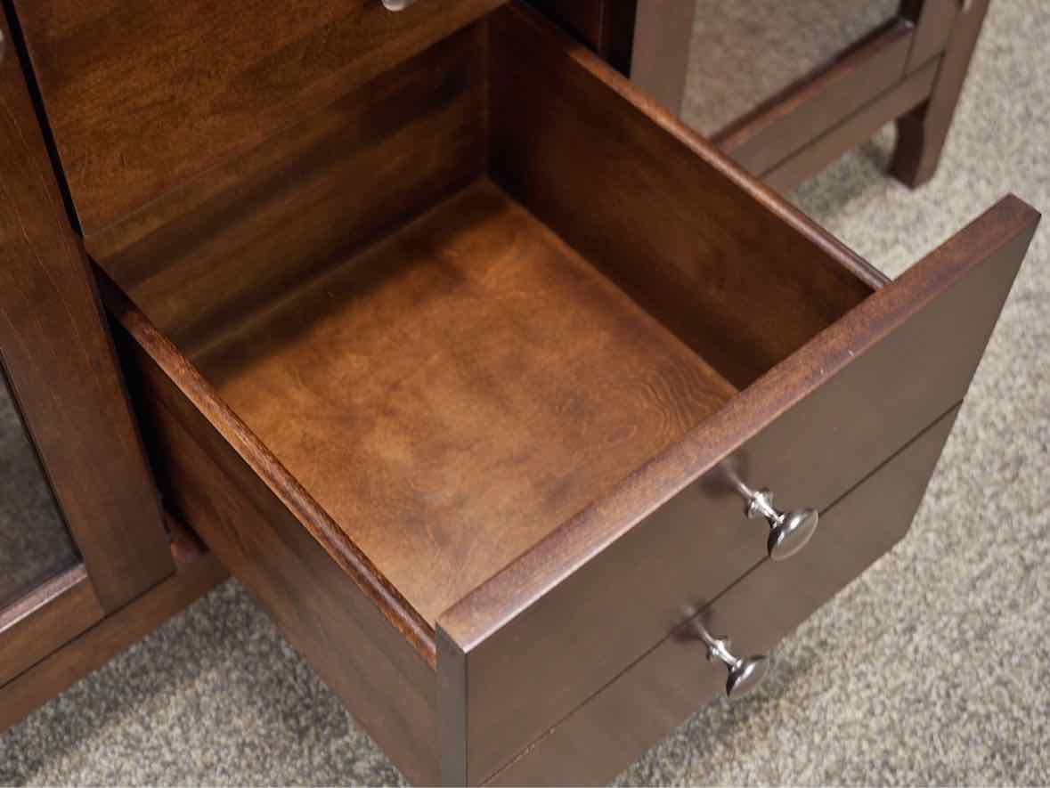 Bermex Display China Cabinet in Birch Wood Coffee Finish