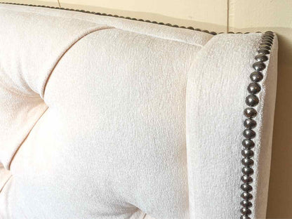Boston Interiors  Ivory Upholstered Tufted With Nailhead Trim Full Bed
