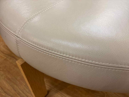 Faux Leather Ottoman w/ Oak Base
