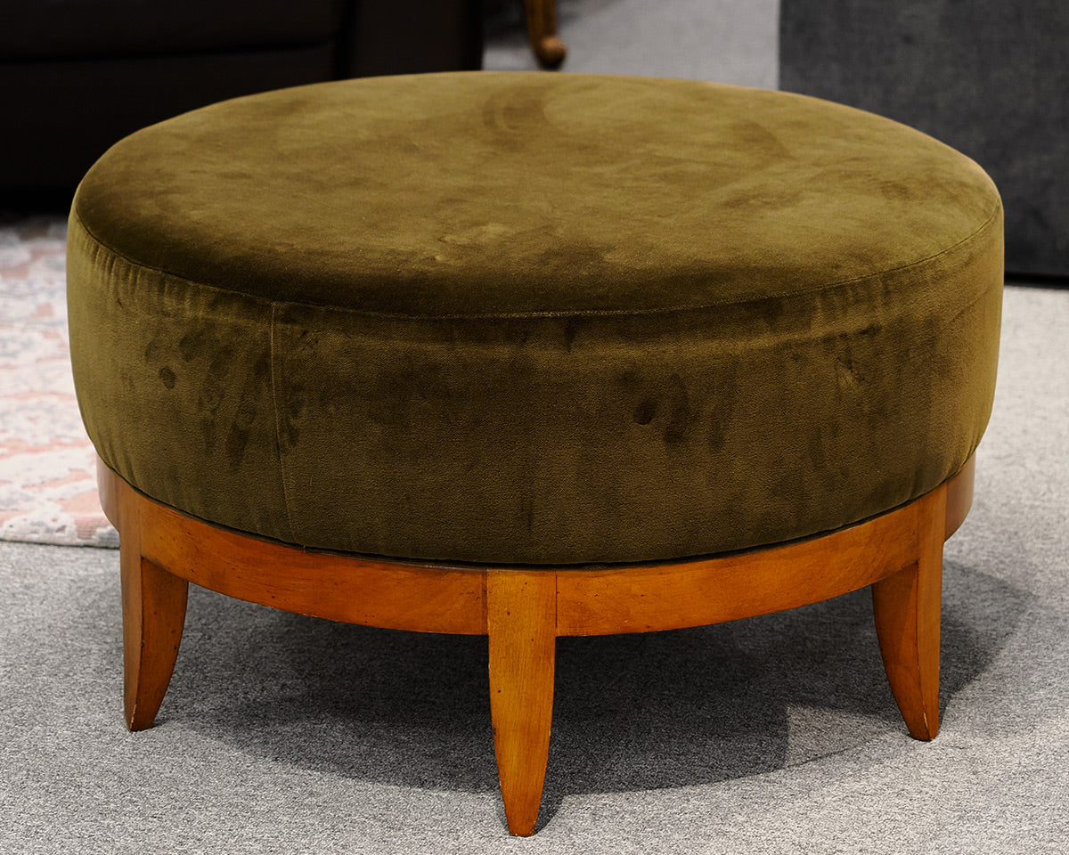Round Green Velvet Ottoman