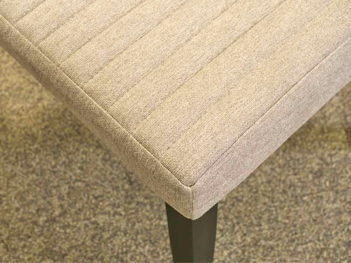 Black Finish Table & 6 Side Chair Set with Light Grey Upholstery