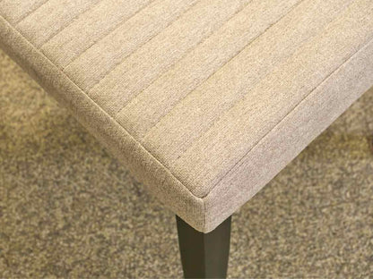 Black Finish Table & 6 Side Chair Set with Light Grey Upholstery