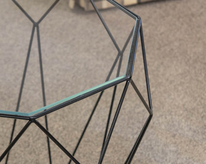 Roche Bobois 'Precious ' Glass Top Octagon Side Table with Black Wire Base