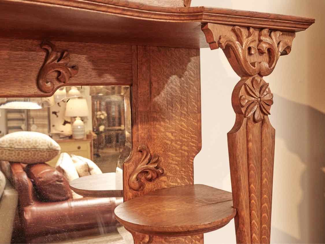 Antique Victorian Oak Hand Carved 8 Drawer Mirror  Sideboard