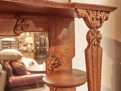 Antique Victorian Oak Hand Carved 8 Drawer Mirror  Sideboard