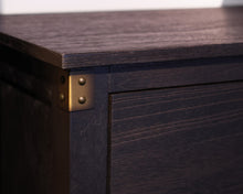 Arhaus Telegrah 4-Drawer Tall File Cabinet in Ebony Finish with Brass Hardware