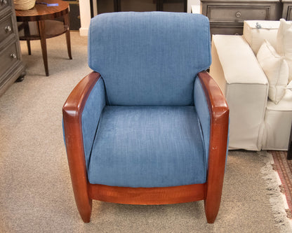 Cherry Frame Blue Upholstery Arm Chair