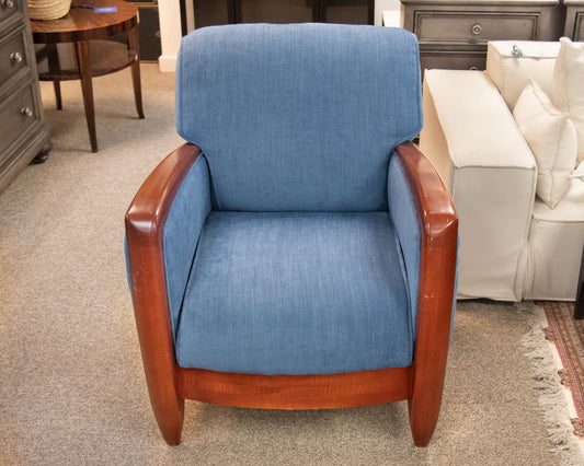 Cherry Frame Blue Upholstery Arm Chair