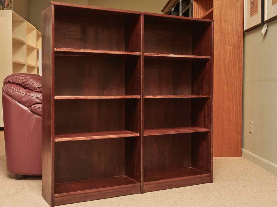 Dark Stained 6 Adjustable Shelf Bookcase