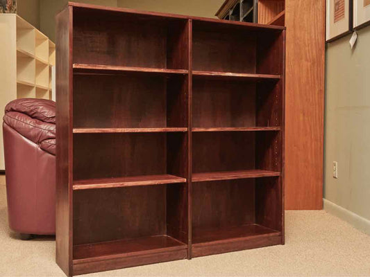 Dark Stained 6 Adjustable Shelf Bookcase