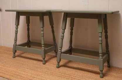 Pair of Vermont Maple Side Tables in  Eucalyptus Green Finish