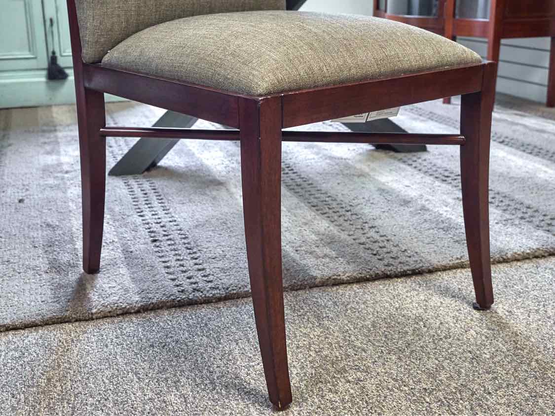 Set of 7  Brownstone Dining Chairs with Men's Wear Upholstered Seats
