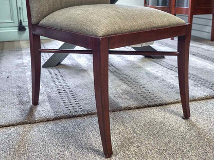 Set of 7  Brownstone Dining Chairs with Men's Wear Upholstered Seats