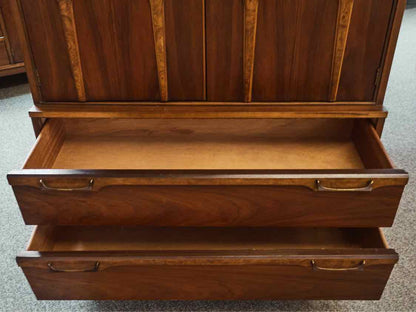 MCM Style Burled Walnut Armoire