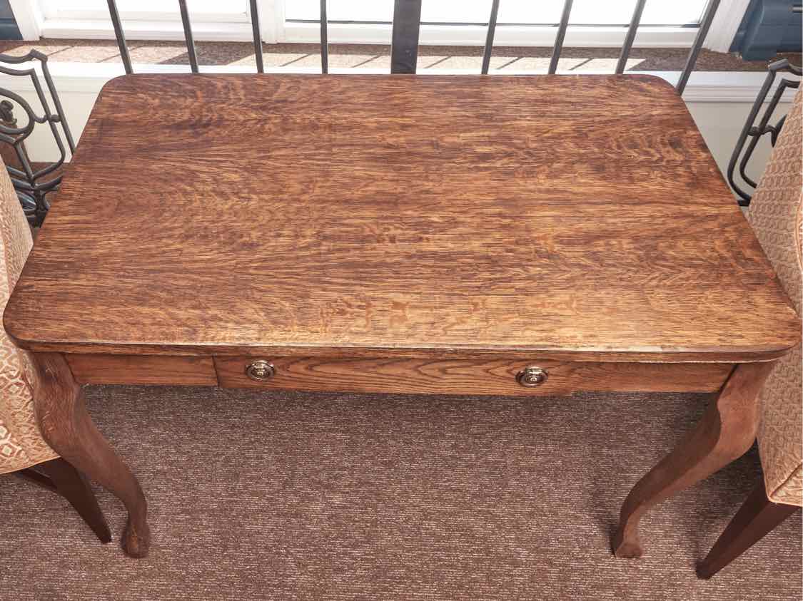 Oak Desk with Faux Drawer & Cabriole Legs