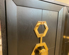 Jonathon Adler Turner Cabinet in Black Oak Finish w/ Brass Hardware