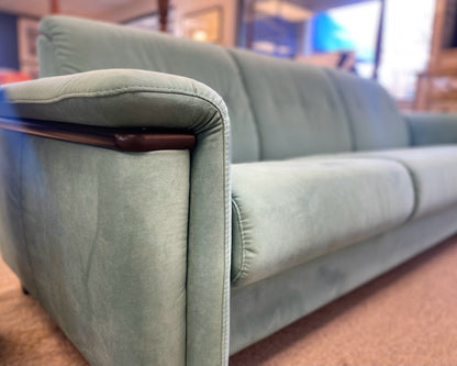 Stressless 'Flora Wood' Three Seat Sofa in Aqua