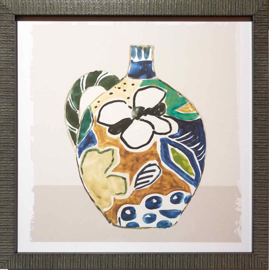 'Picasso Vase I' Print In Gray Wash & Black Frame