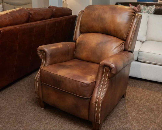 Flexsteel Mocha Brown Leather  With Nailhead Trim Recliner