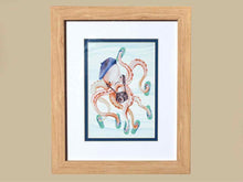 'Tourist Octopus' Watercolor Print In Ash Frame