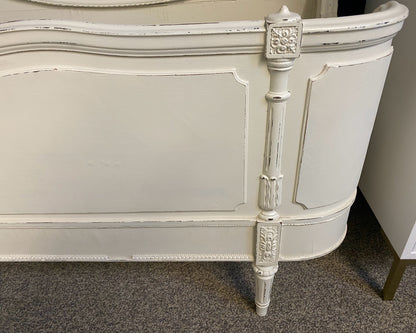Pair of White French Twin Beds with Curved Footboard
