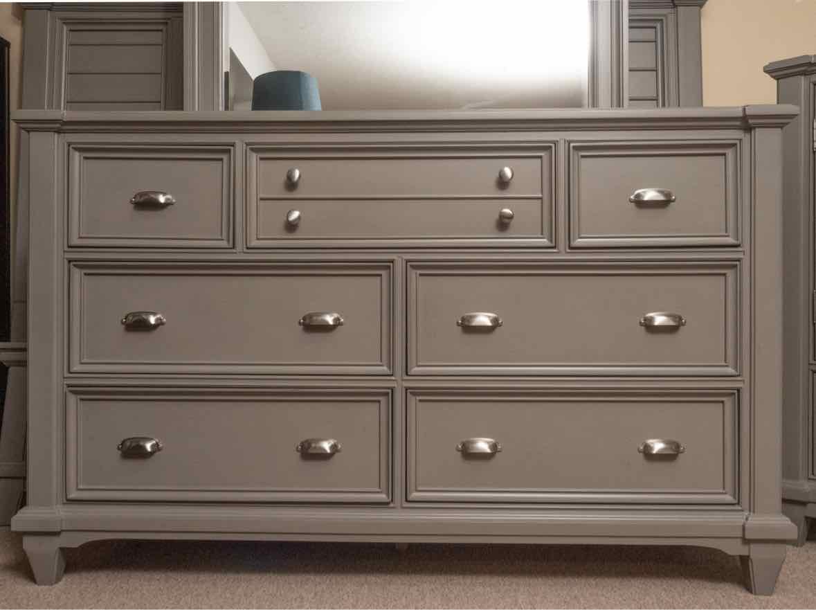 Folio 21 "Hilton Head' Shutter Grey Finish 7 Drawer  Dresser & Mirror