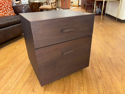 Dark Finish Wood Rolling File Cabinet
