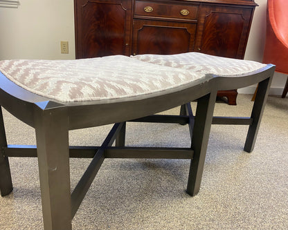 Lee Industries Bench with Blush & Ivory Flame Velvet in Dark Grey Frame