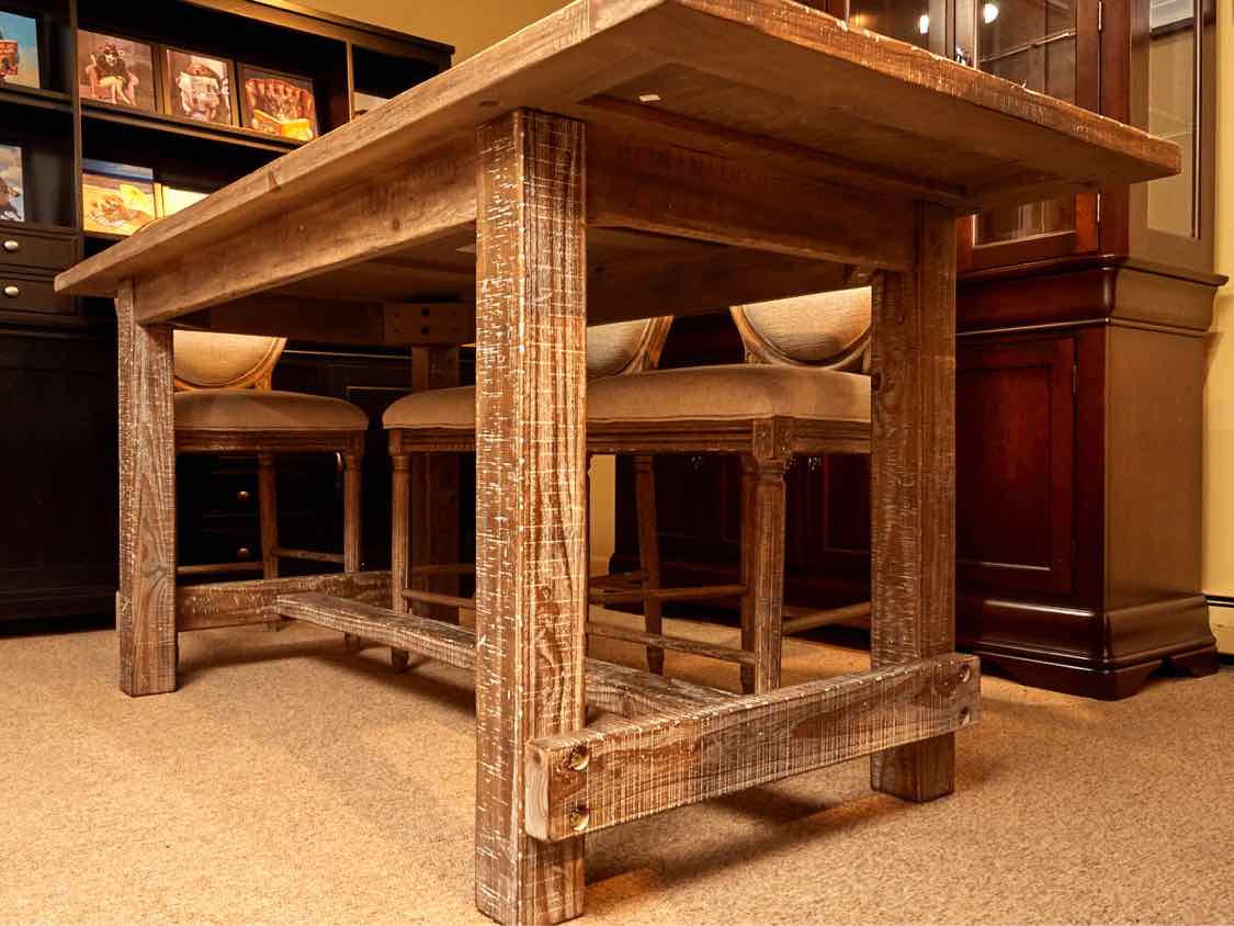 Rustic Driftwood Finish High Top Table &  6 Chair Set