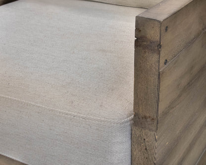 West Elm Emmerson Reclaimed Wood Kids Swivel Chair with Cream Chenille Cushions