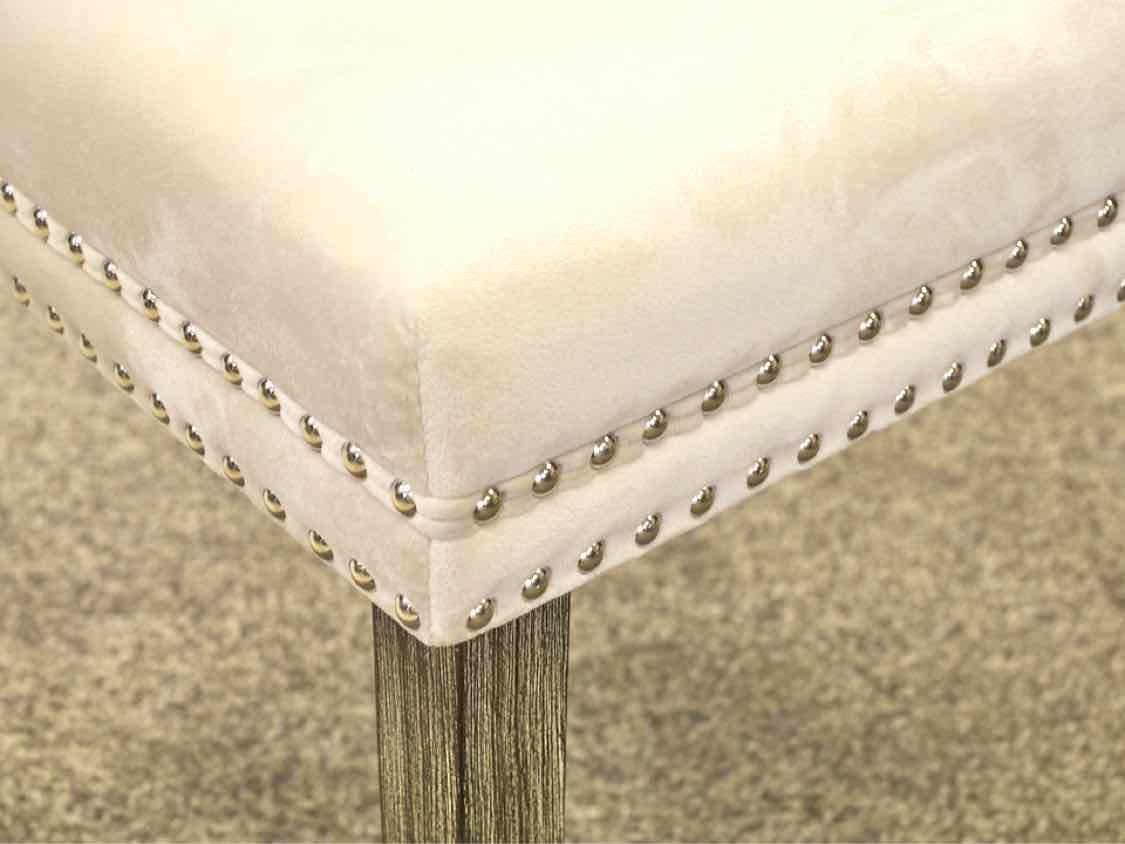 Pair of Tufted Ivory Transitional Dining Chairs