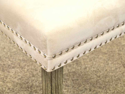 Pair of Tufted Ivory Transitional Dining Chairs