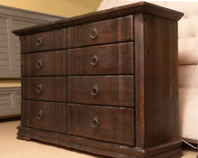Espresso Finish Oak 8 Drawer With Metal Pull Handles Dresser