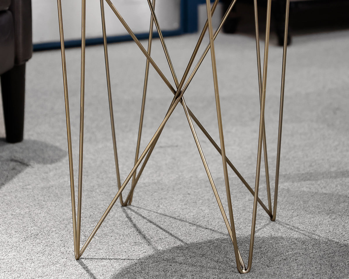 Contemporary Stone Top Metal Base Side Table