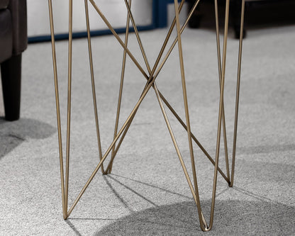 Contemporary Stone Top Metal Base Side Table