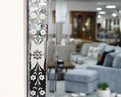 Venetian Mirror with Etched Flower Motif