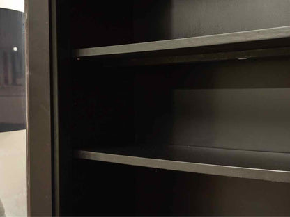 Two Glass Door 5 Shelf Black Finish Bookcase Cabinet